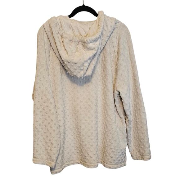 Dylan Los Angeles Faux Fur Hoodie – Size L – Cream Dots Pullover Cozycore - Picture 3 of 5
